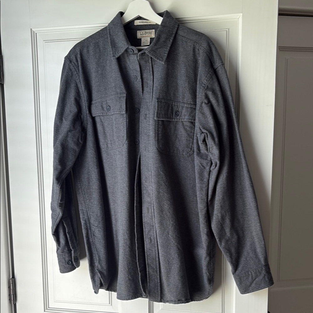 L.L. Bean Men's Gray Jacket Traditional Fit 100% Cotton size large
